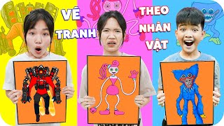 Vẽ Tranh Theo Nhân Vật Speaker Man, Huggy Wuggy, Mommy Long Legs ♥ Min Min TV Minh Khoa