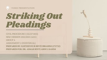 Topic 14: Striking Out Pleadings Infographic Presentation video