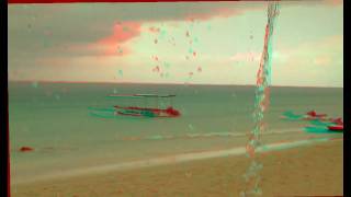 3D Anaglyph test - Rainy beach in Jamaica, Foote Prints