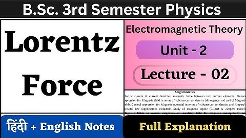 Lorentz Force | BSc 3rd Semester Physics | Unit-2 | L-02 | Magnetostatics