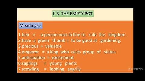 4th class English-L-3(The Empty Pot) Class work.