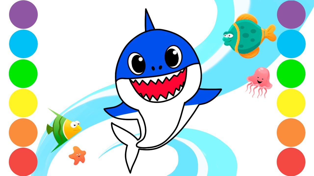 Bolalar uchun akula chizish / Drawing Baby Shark for kids song / Рисуем ...
