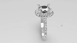 Halo Diamond Ring 3D Print Model STL 3DM 2 Ct Engagement