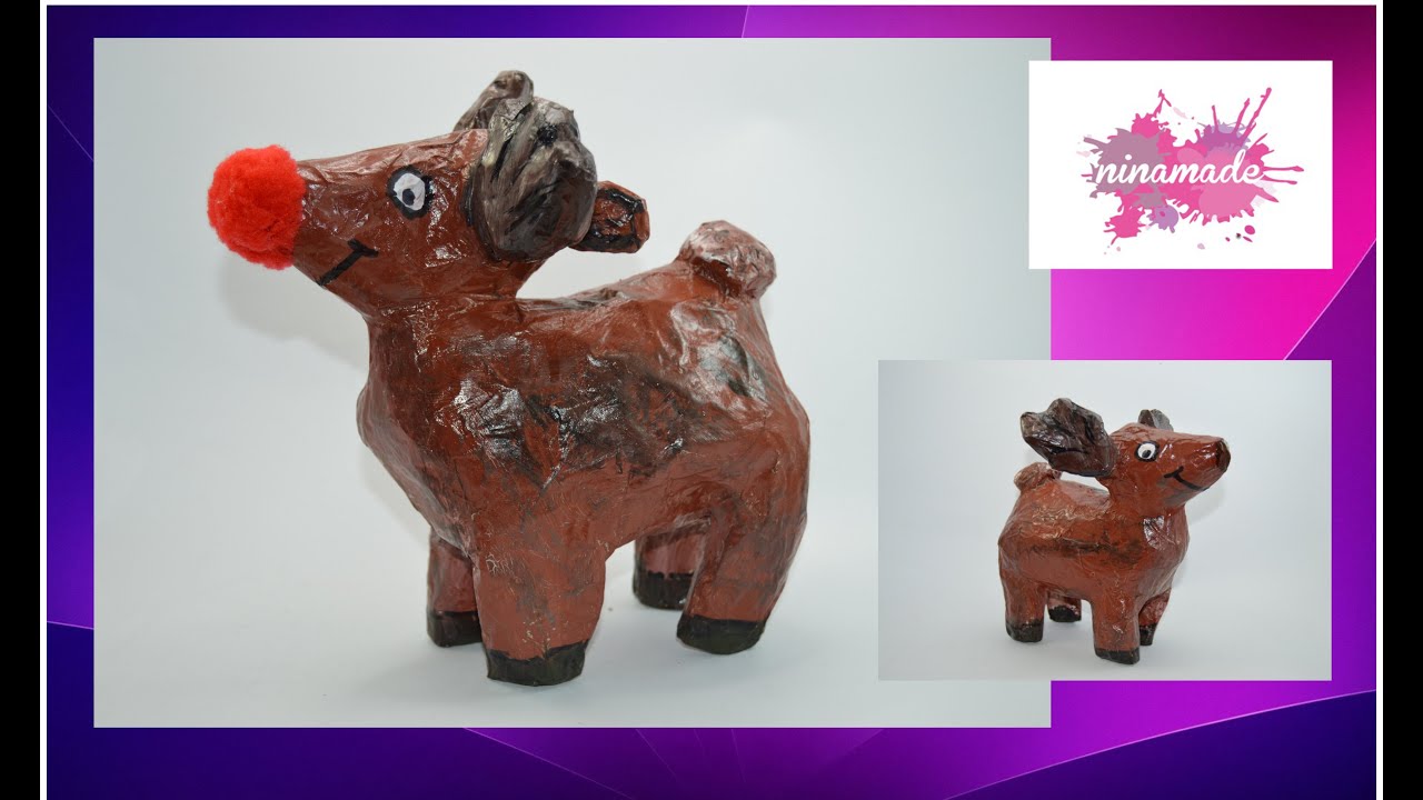 DIY. Como hacer el reno "Rudolph" en papel maché/How to make Rudolph