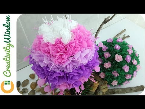 pink and purple paper topiary youtube paper flower topiary