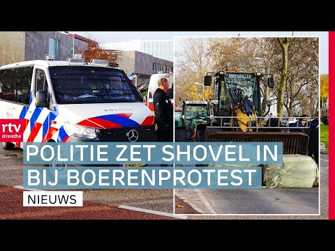 Boerenprotest: Politie zet shovel in & twee mensen opgepakt | RTV Drenthe