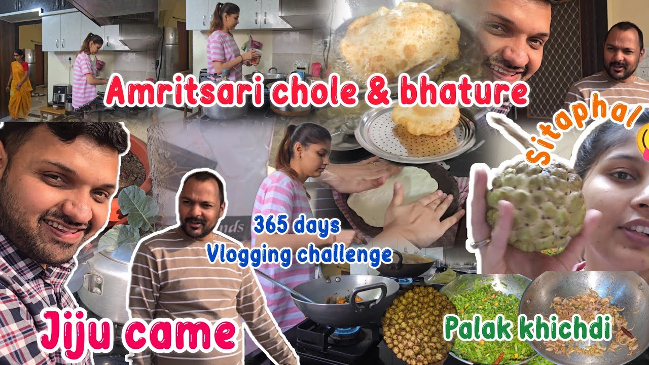 Bhature recipe Jiju Came Home & I Cooked Amritsari Chole Bhature | Plant Tour + Palak Khichdi Dinner