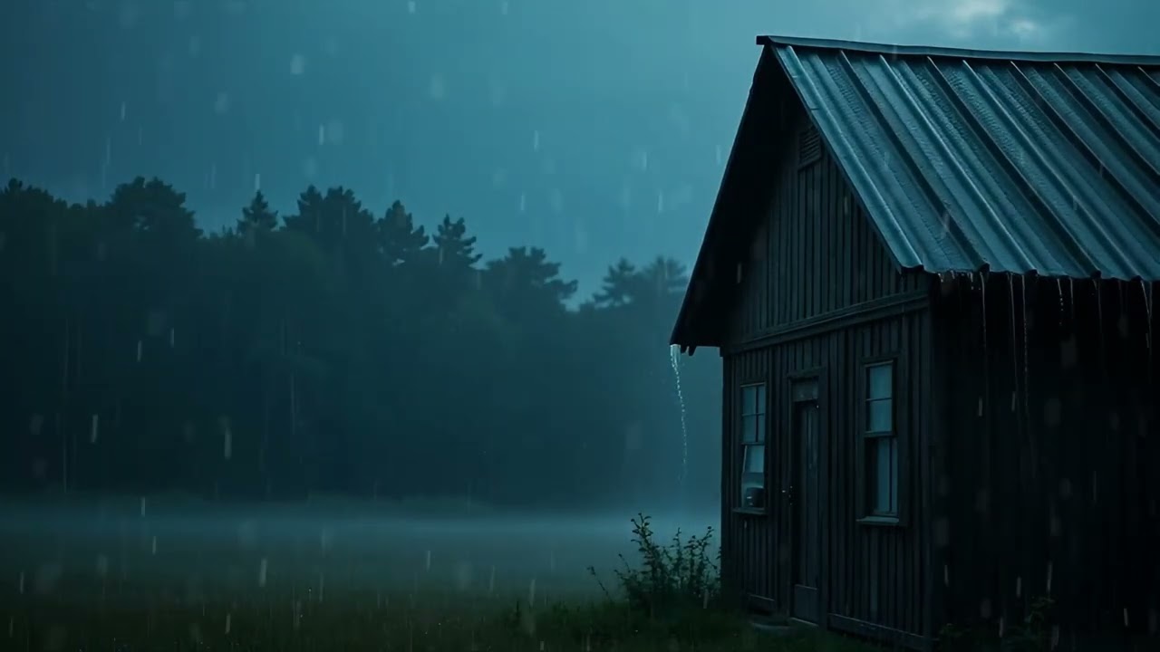 Forest Cabin Rain Storm 10 Hours Relaxing Tin Roof Ambience