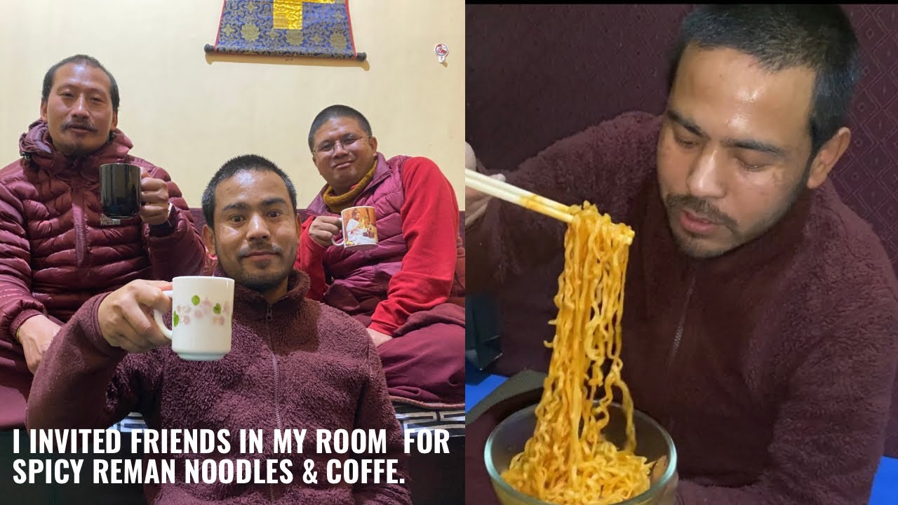 Having spicy noodles and coffee with friends. YouTube
