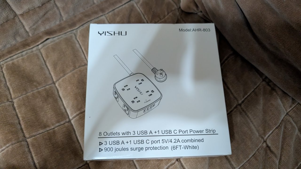 YISHU 6 Ft Surge Protector Power Strip Unboxing