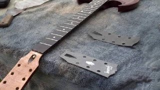 Gibson headstock  veneer overlay removal.