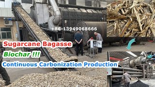 Sugarcane Bagasse Biochar Production Continuous Carbonization Furnace Biomass Pyrolysis Equipment