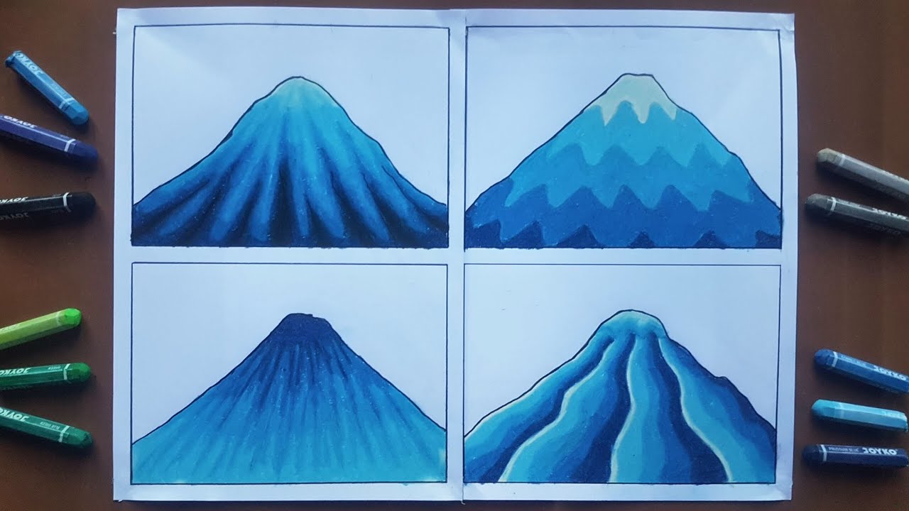 Cara Mewarnai Gunung Gradasi untuk Lomba | How to Colouring Mountain Easy with Oil Pastel