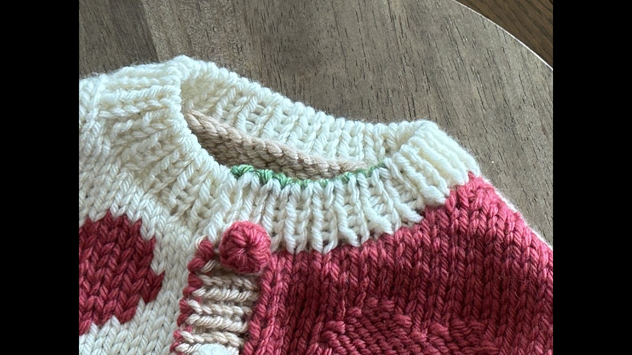 棒針112　小さな…⑮　襟ぐりの拾い目　2023年3月4日