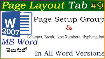 #9 || Complete MS Word Tutorial In Telugu || Page Layout Tab In MS Word In Telugu || Symbols In Word