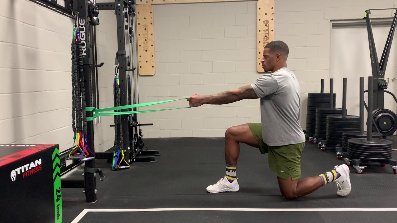 1/2 kneeling single arm banded row - YouTube