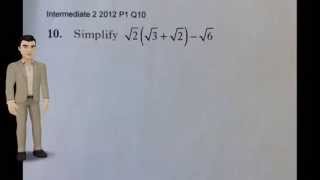 Working with surds Int 2 2012 P1 Q10 Q&A