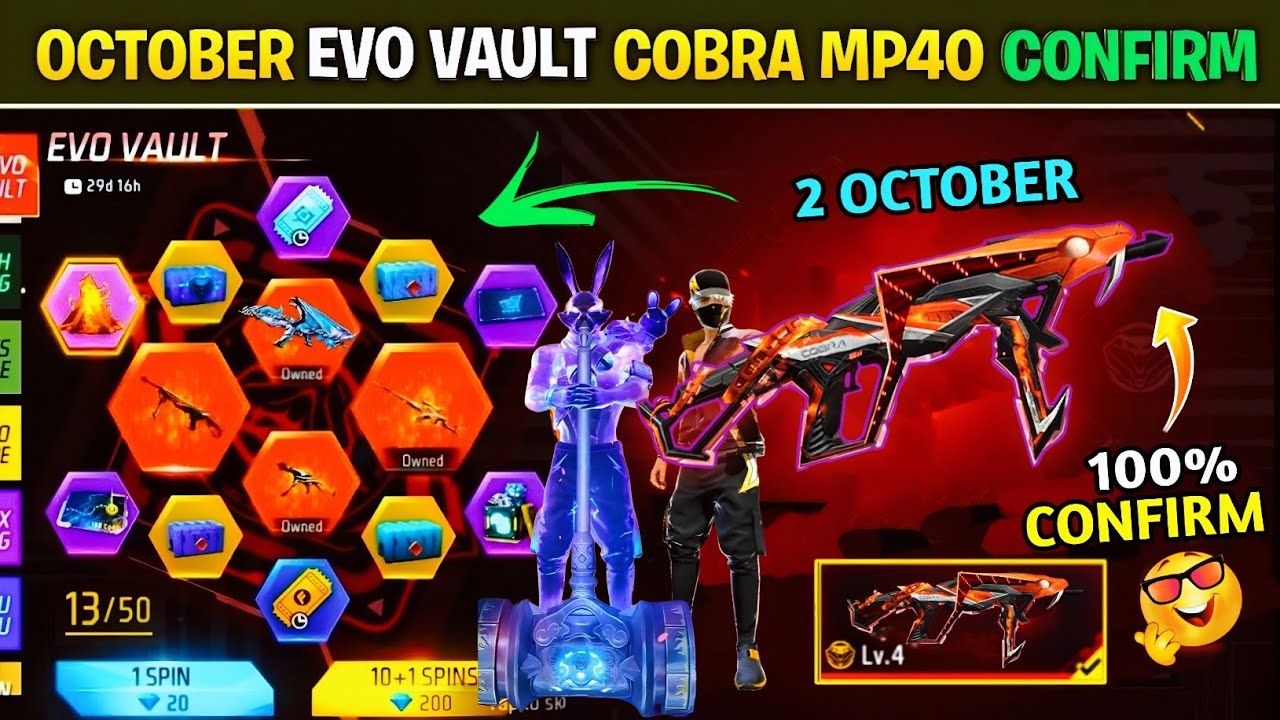 Next Evo Vault Event October Month🔥🤯2025 *100% CONFIRM*| Cobra Mp40 Return |New Evo Gun In Free Fire