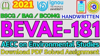 BEVAE 181 Solved Assignment 2020-21 PDF Download IGNOU | AECC Environmental Studies Assignment 2021
