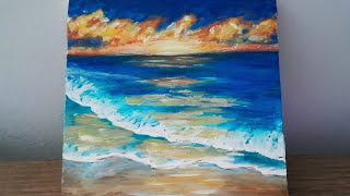 Pintura acrílica de uma linda paisagem de mar!! #abstract painting @mariah_art