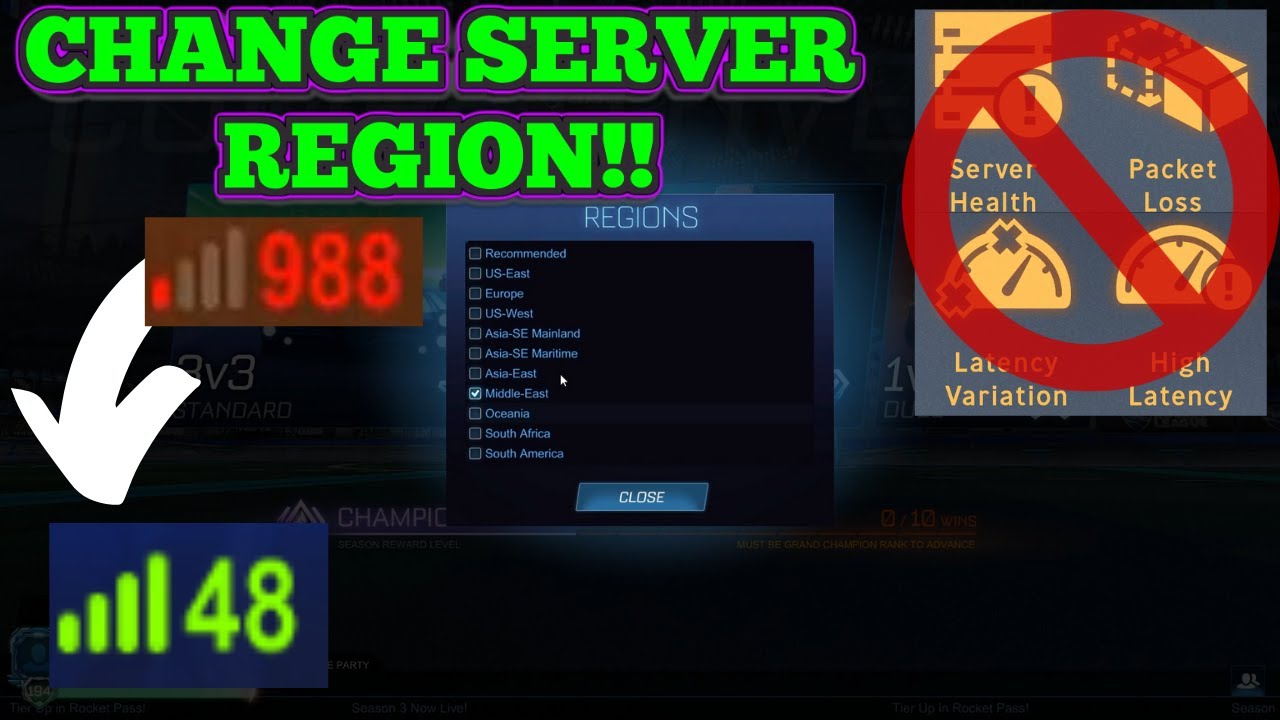 How To Change Server Region In Rocket League And Improve Ping Updated Youtube