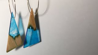 木とレジンのピアス の作り方 How to make wood and epoxy earrings