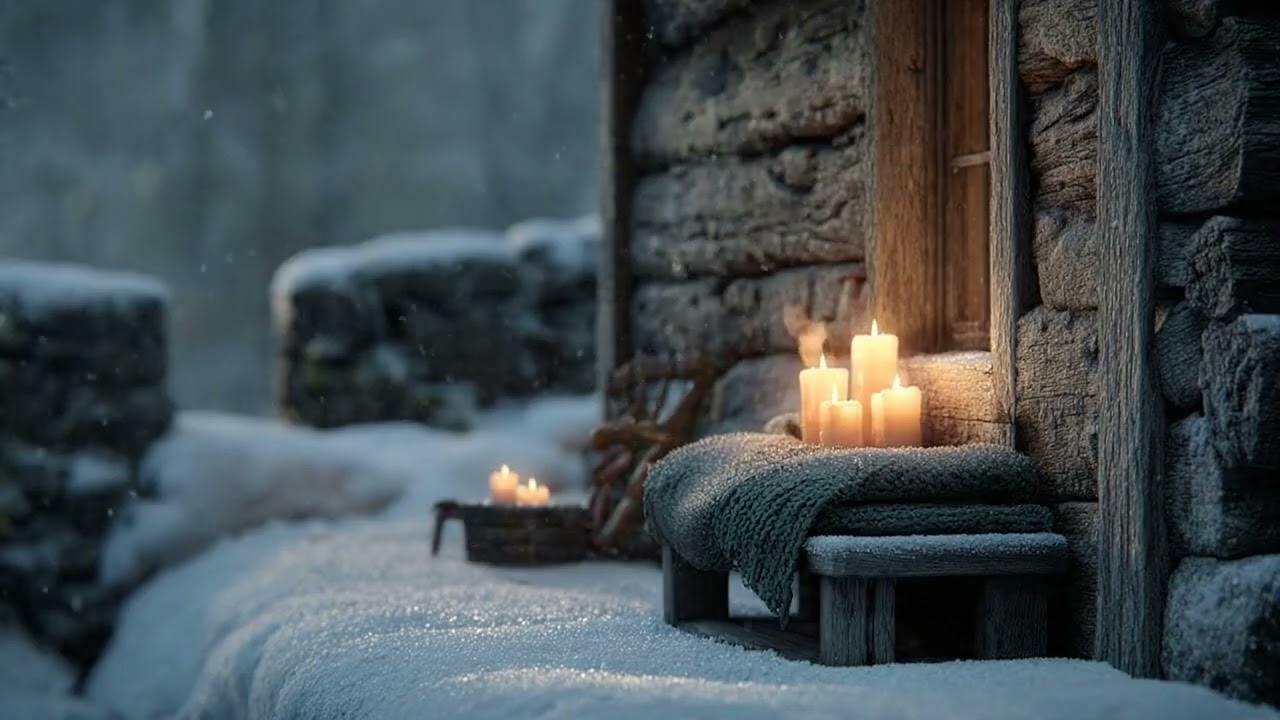 Enchanting Snowy Cabin ❄️🕯️ Medieval Music for Deep Sleep & Focus (1 Hour)