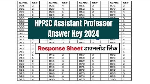HPPSC Assistant Professor Answer Key 2024 | Exam Key, Objections