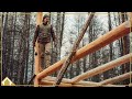 EP19:  Building Log Cabin Alone // Dovetail Floor Joists - Highlights Edit