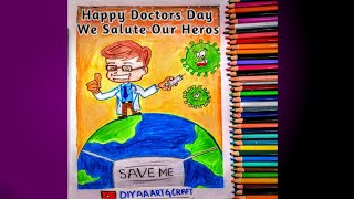 How to draw Doctors Day  poster lReal Heroes Fighting Coronavirus Awareness Drawing with Oil Pastels