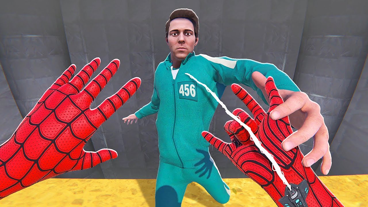 Вход на НОВЫЕ уровни игры Squid в роли ЧЕЛОВЕКА-ПАУКА — Bonelab VR Mods