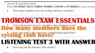 Thomson exam ESSENTIALS  listening test 3 with answers  #ieltslisteningtestforpractice