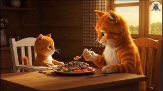 Mama Cat and Kitten Go Fishing and Cook Together 🎣🐟🍳