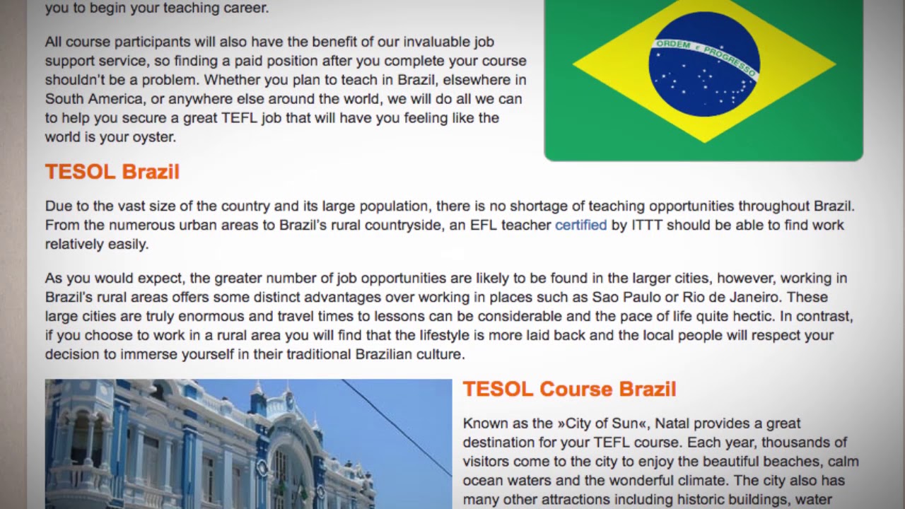 TEFL / TESOL Course in Natal, Brazil | Teach & Live abroad! - YouTube