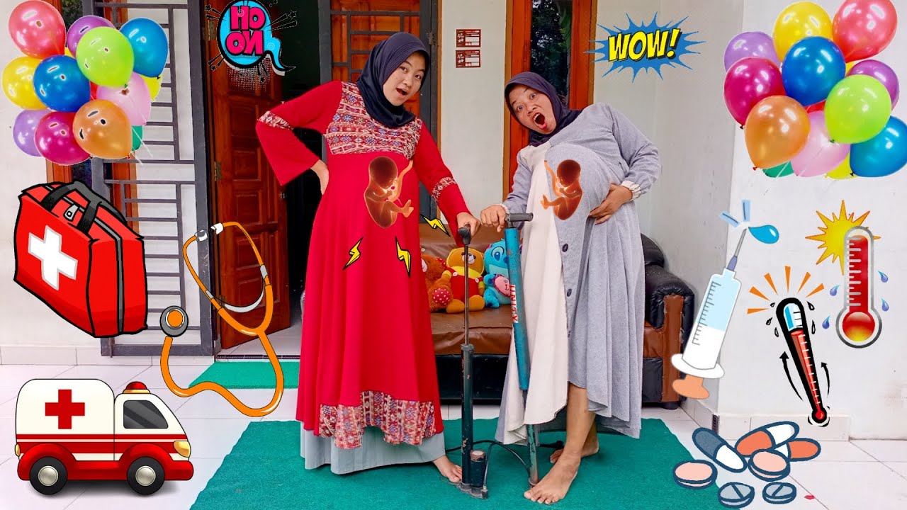 Drama Lucu🤣😂🎈 2 Ibu Hamil pompa pomaan perut sampai melahirkan