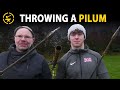 Throwing a pilum  how far can a pro throw