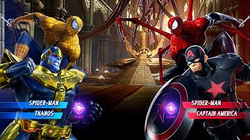 Yellow Spiderman & Thanos vs Spiderman & Black Cap (Very Hard) Marvel vs Capcom | 4K UHD Gameplay