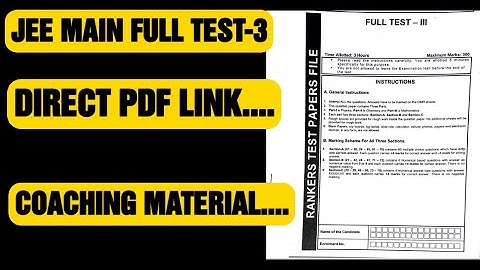#fiitjeemodulespdf--JEE MAIN FULL TEST-3(with solutions)|FIITJEE COACHING MATERIAL,#howisfiitjee