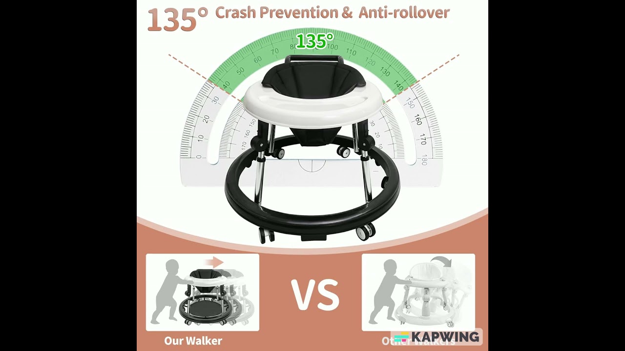 Baby Walker, 9-Gear Height Adjustable Baby Walker with Wheels