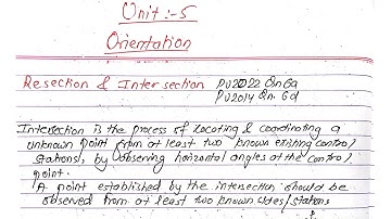 Unit:5 | Orientation | Theory | Surveying | Prashant YT | Resection and Intersection Difference |