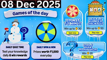 Amazon Daily Quiz Answer Today | Amazon Daily Quiz Time | Amazon Daily Spin & Win | Games of the day