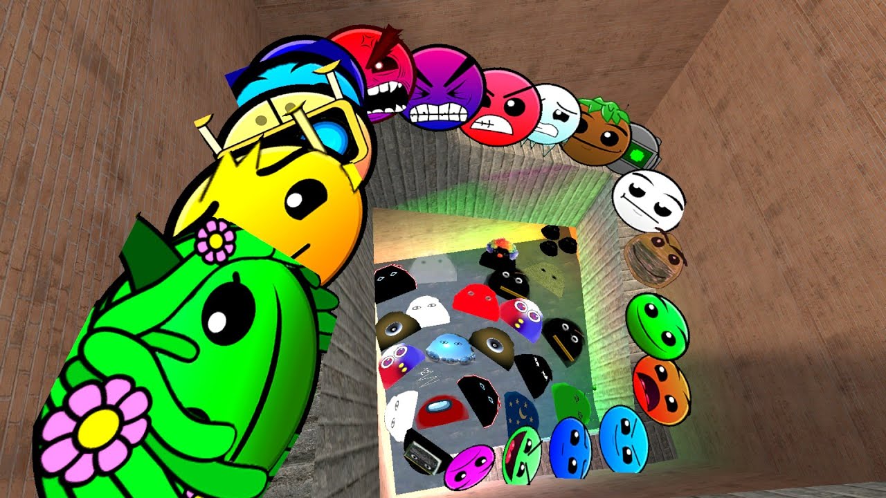 Geometry Dash Family and Lobotomy Dash Nextbots and Angry Munci,Selene Family Chase me in Maze Gmod!