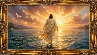 Jesus Walking on Water | 4K Christian Oil Frame TV Art with Bible Verse No Ads