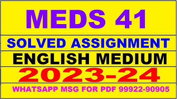 meds 41 solved assignment 2023-24 | meds 41 solved assignment in english 2024 | meds 41 2024