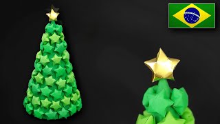 DIY Árvore da Sorte de Papel - Como fazer uma Árvore de Natal com Estrelinhas