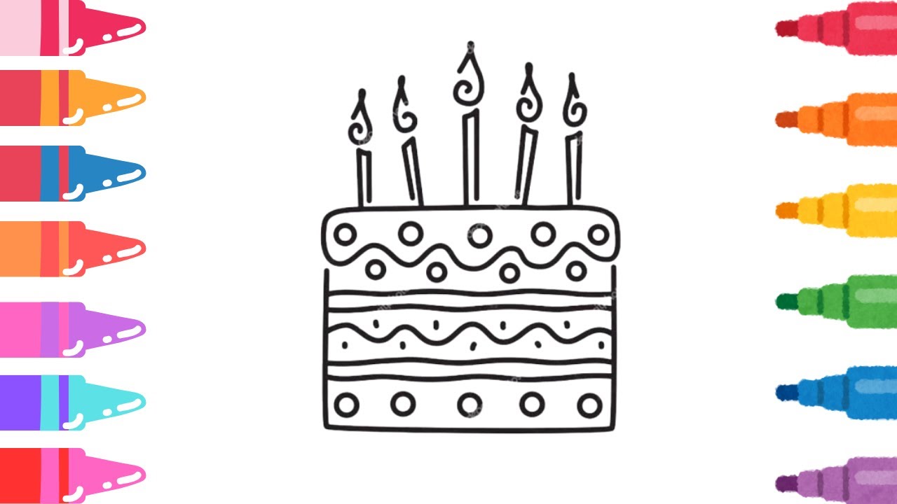 How To Draw Cake Drawing, Painting & Coloring For Kids and Toddlers_🌈🎨