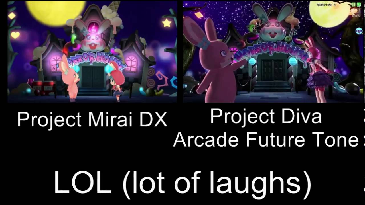 Project Mirai DX LOL (lots of laugh) PV Comparison 3DS Arcade