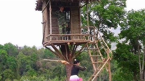 Building a Bamboo Treehouse in the Jungle | Primitive Survival Life#youtubevideo #youtubeshorts