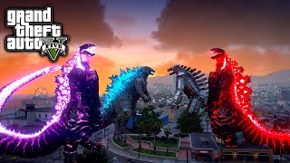 Godzilla, Red Shin Godzilla Vs Shin Godzilla, Mechagodzilla ( GTA V Mods )