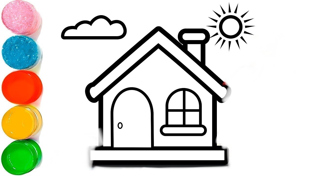 Cute House 🏡 Drawing, Painting Simple & Easy House Drawing | House Drawing For Children's